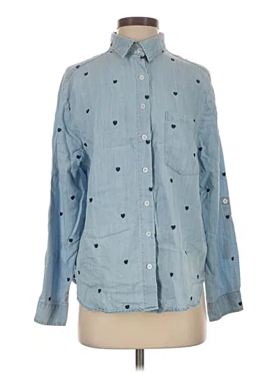 Pre-owned Aaron & Amber Long Sleeve Button Down Shirt In Blue
