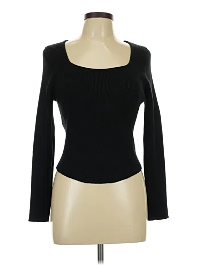 Pre-owned Aaron & Amber Long Sleeve Top Black Sweetheart Neckline Tops