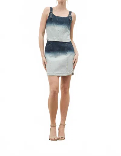 Aaron & Amber Magnoilia Two Tone Denim Crop Top And Mini Skirt In Blue