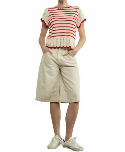 Aaron & Amber Maya Summer Sweater In Red Stripe In Yellow