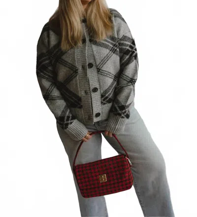 Aaron & Amber Mimi Plaid Pullover Cardigan In Gray