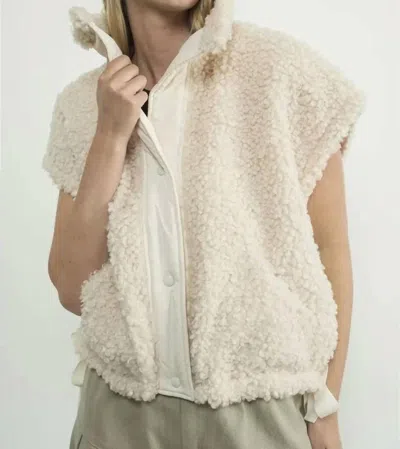 Aaron & Amber Oversized Faux Fur Vest In Cream