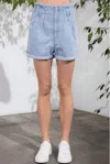 Aaron & Amber Paperbag Jean Short In Denim In Multi