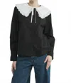 Aaron & Amber Peter Pan Collar Blouse In Black