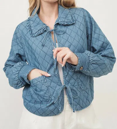 Aaron & Amber Peter Pan Denim Quilted Jacket In Blue