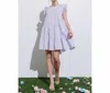 AARON & AMBER RUFFLE DRESS IN GINGHAM LILAC