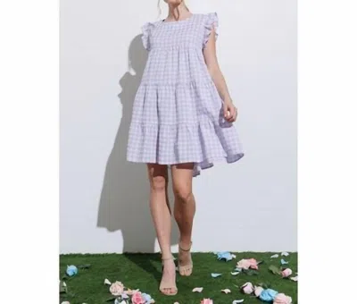 Aaron & Amber Ruffle Dress In Gingham Lilac In Multi