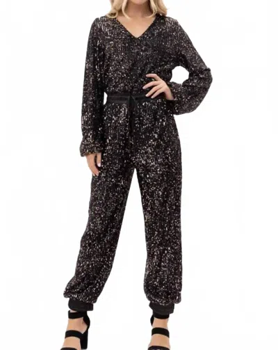 Aaron & Amber Sequins Jumpsuit In Black