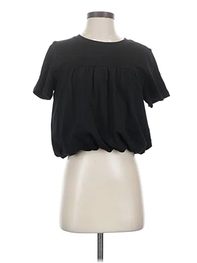 Pre-owned Aaron & Amber Short Sleeve Top Black Keyhole Neckline Tops