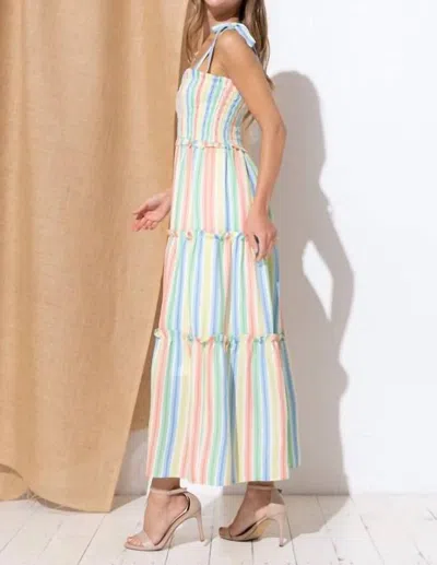 Aaron & Amber Smocked Maxi Dress In Multi Color