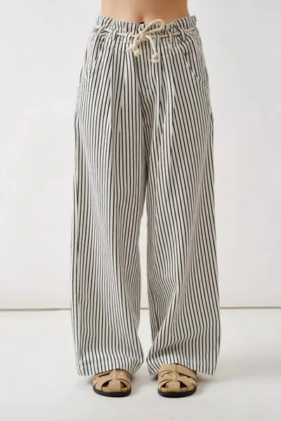 Aaron & Amber Trisha Stripe Wide Leg Pants In Black/off White