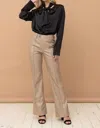 Aaron & Amber Vegan Leather Bootcut Pants In Cream