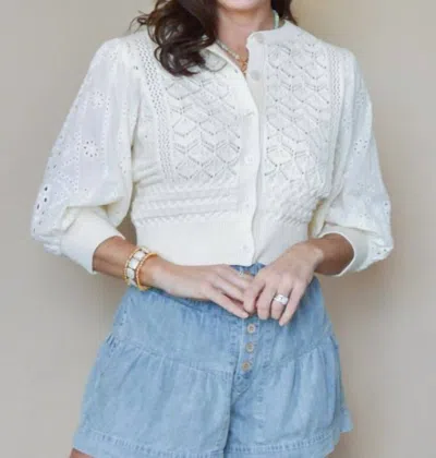 Aaron & Amber Whispering Petals Cardigan In Ivory