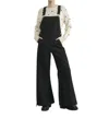 Aaron & Amber Wide Leg Denim Overalls In Black In Black