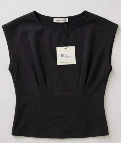 Aaron & Amber Women's Cinched Waist Knit Top In Black