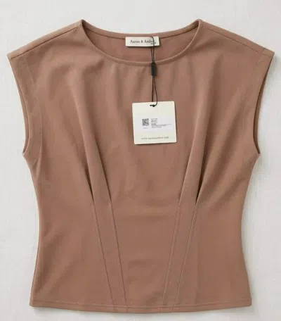 Aaron & Amber Women's Cinched Waist Knit Top In Tan In Brown
