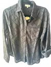 Aaron & Amber Women's Collared Embroidered Shirt In Black In Blue