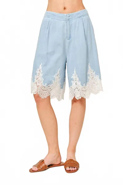 Aaron & Amber Women's Cotton Blend Bermuda Shorts In Light Denim In Blue