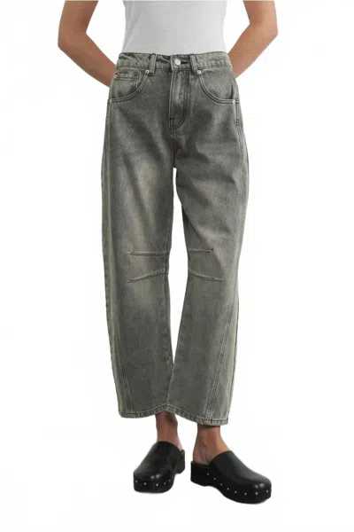 Aaron & Amber Women's Relaxed Fit Cropped Barrel Jeans In Grey Denim