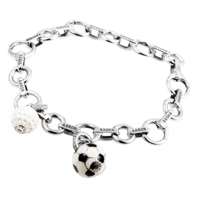 Pre-owned Aaron Basha 18 Karat White Gold Diamond Sports Charm Bracelet