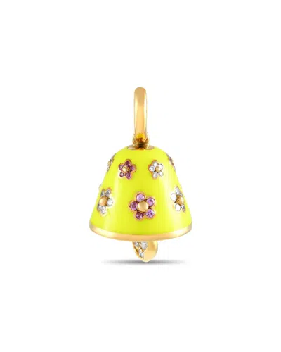 Aaron Basha 18k 0.36 Ct. Tw. Diamond & Sapphire Bell Charm In Gold