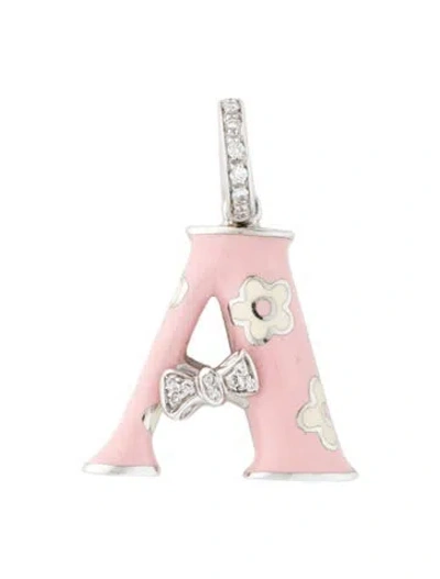 Pre-owned Aaron Basha 18k Diamond 'a' Initial Charm, 1" In Multi