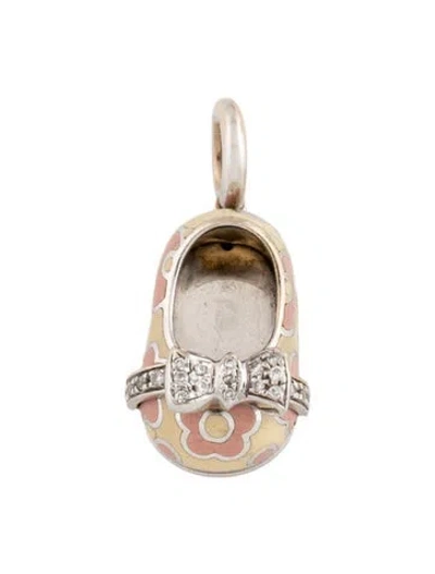 Pre-owned Aaron Basha 18k Diamond Ballet Floral Shoe Charm In Neutrals/pink