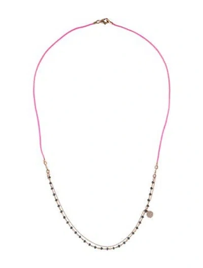 Pre-owned Aaron Basha 18k Diamond Bead Station Necklace, 17.5" In Pink