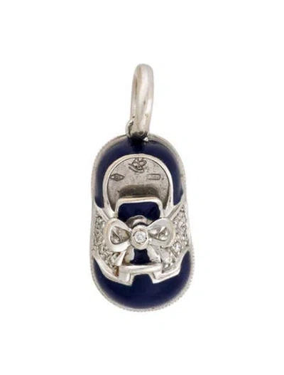 Pre-owned Aaron Basha 18k Diamond Classic Saddle Pendant, 1" In Multi