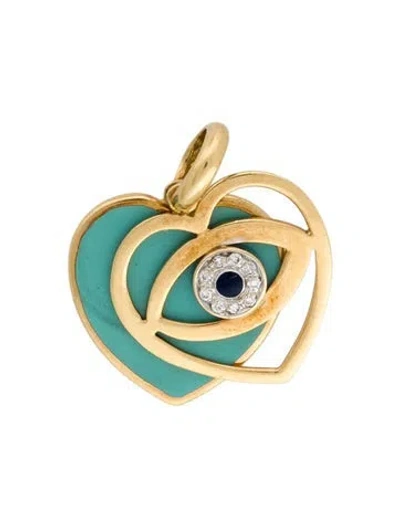 Pre-owned Aaron Basha 18k Diamond Evil Eye Pendant In Multi