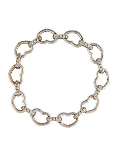 Pre-owned Aaron Basha 18k Diamond Heart Shaped Open-link With Bars, Small, 5.5" In Multi