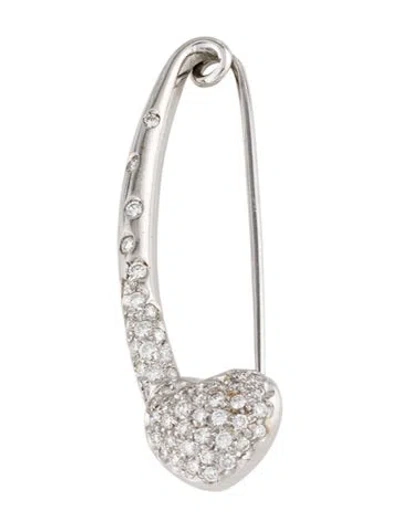 Pre-owned Aaron Basha 18k Diamond Safety Pin Brooch In Multi