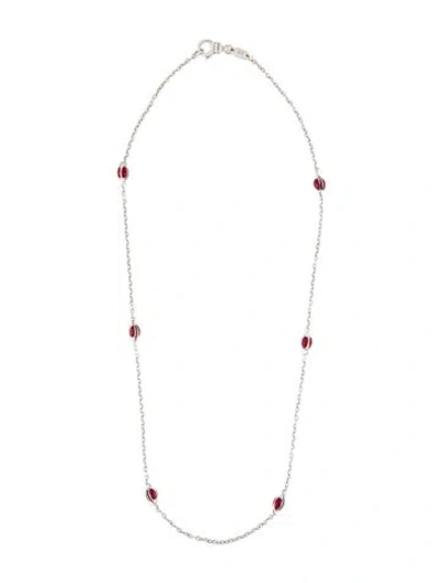 Pre-owned Aaron Basha 18k Enamel Ladybug Station Necklace, 17.25" In Multi