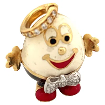 Pre-owned Aaron Basha 18k Gold Humpty Dumpty Charm With Diamonds, Italy, Modern In Multi