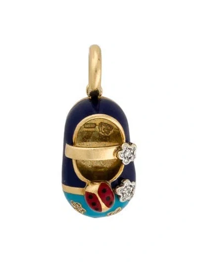 Pre-owned Aaron Basha 18k Ladybug Enamel Shoe Charm In Multi