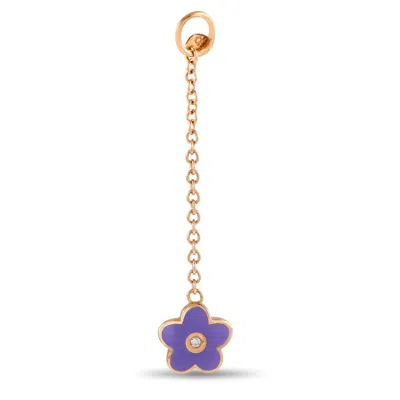 Aaron Basha 18k Rose Gold Diamond And Enamel Purple Flower Charm Pendant Ab1919-111824
