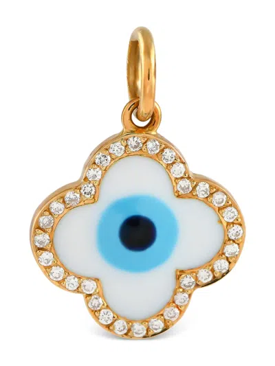 Pre-owned Aaron Basha 18k Rose Gold Evil Eye Diamond Charm