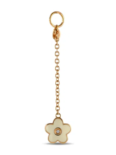 Pre-owned Aaron Basha 18k Rose Gold Flower Diamond Charm