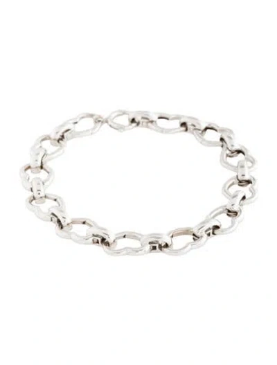 Pre-owned Aaron Basha 18k Small Open Heart Link Bracelet, 7.25" In Multi