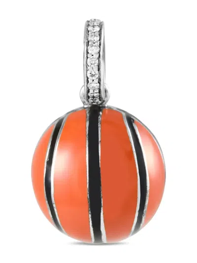 Pre-owned Aaron Basha 18k White Gold Basketball Diamond Charm In Silver