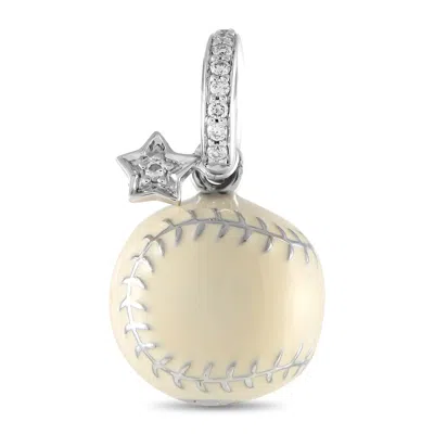 Aaron Basha 18k White Gold Diamond And Enamel Softball Charm Ab10-111824