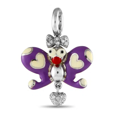 Aaron Basha 18k White Gold Diamond And Purple Enamel Butterfly Charm Ab11-111424