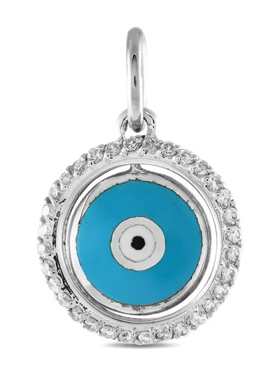 Pre-owned Aaron Basha 18k White Gold Evil Eye Pendant In Silver