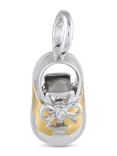 Pre-owned Aaron Basha 18k White Gold Saddle Shoe Charm In Gray