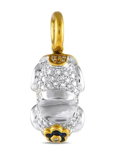 Pre-owned Aaron Basha 18k Yellow And White Gold Car Diamond And Sapphire Charm