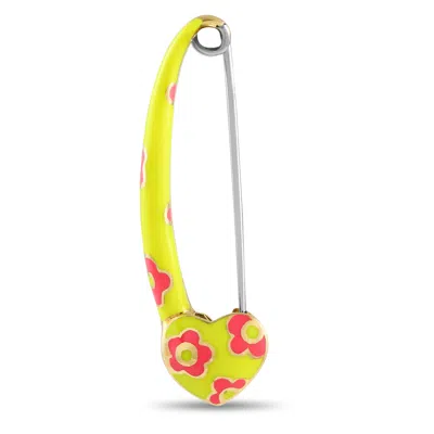 Aaron Basha 18k Yellow Gold And Enamel Neon Flower Safety Pin Brooch Ab34-111324