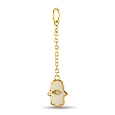 Aaron Basha 18k Yellow Gold Diamond And Enamel Hamsa Charm Pendant Ab15-111524