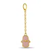 Aaron Basha 18k Yellow Gold Diamond And Pink Enamel Hamsa Charm Pendantab11-111824 In Gold