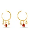 Aaron Basha 18k Yellow Gold Enamel Ladybug Diamond Half Hoop Earrings Ab35-111824 In Gold