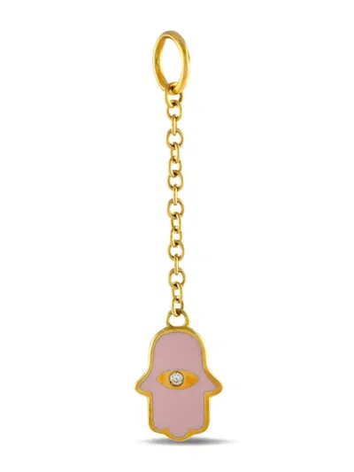 Pre-owned Aaron Basha 18k Yellow Gold Hamsa Charm Diamond Pendant
